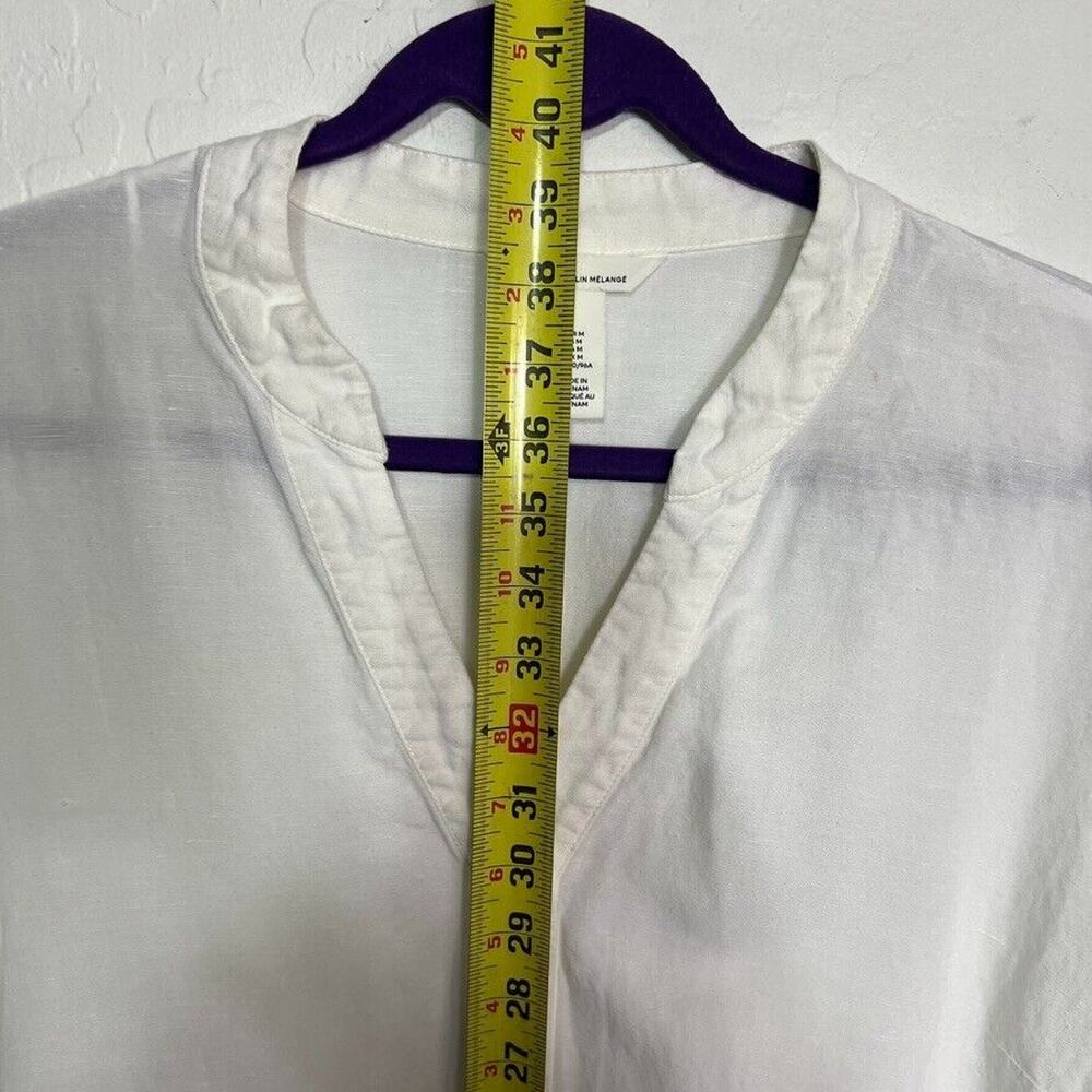 H&H Tunic Dress Womens Medium White V-Neck Linen Blend Curved Hem - Picture 4 of 10